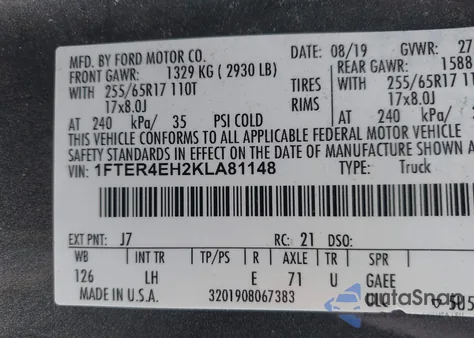 2019 Ford Ranger Xl from USA, damaged, VIN 1FTER4EH2KLA81148